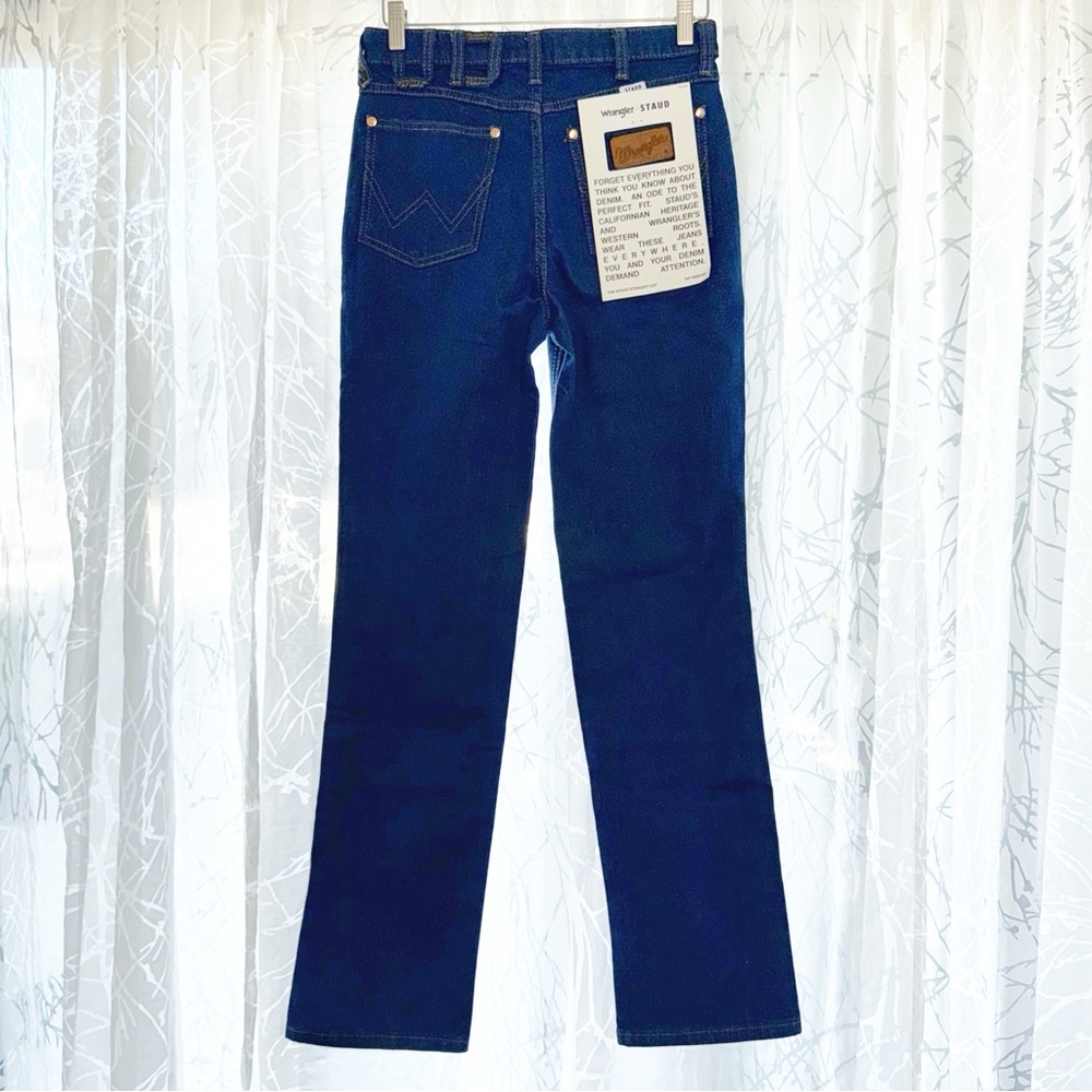 WRANGLER x STAUD DARK BLUE STRAIGHT LEG LONG JEANS - Picture 4 of 14